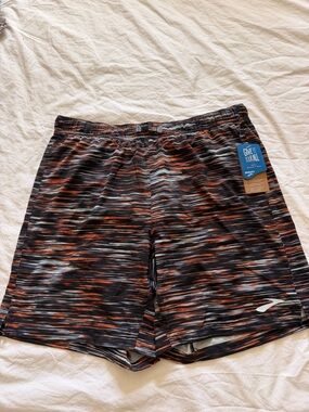 Brooks Men's Moment 7" Shorts - Black, Orange, Gray Space-Dye